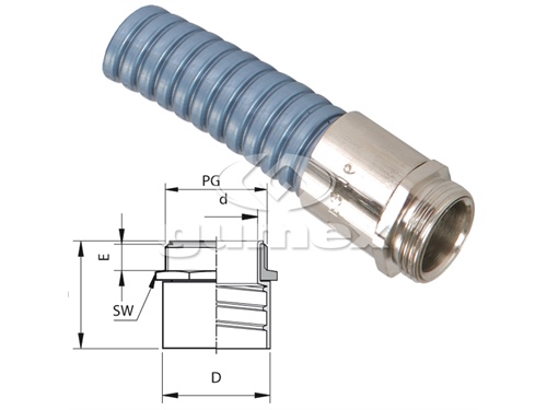 Konektor ADM 178 P, pre ochranné hadice 10mm/vonk. záv. PG7, ponik. mos., -35°C/+80°C, IP40-EN 60529